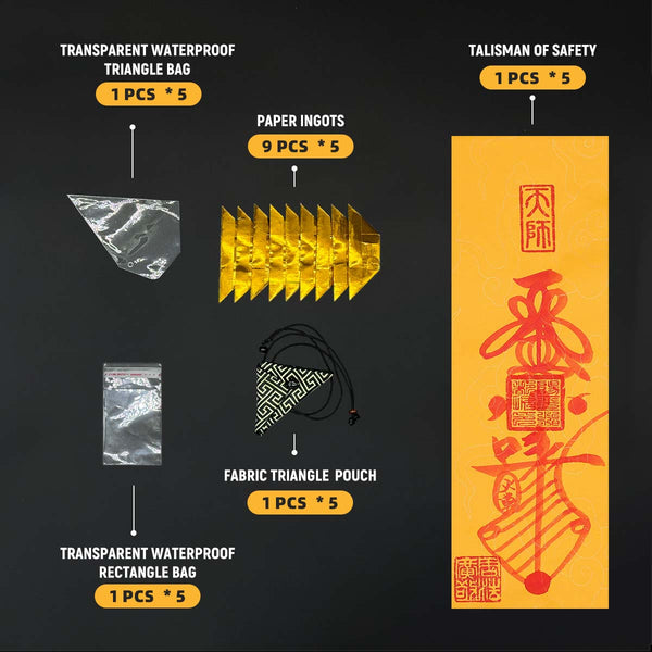 5-Piece Health or Safety Fu Talisman Gift Set