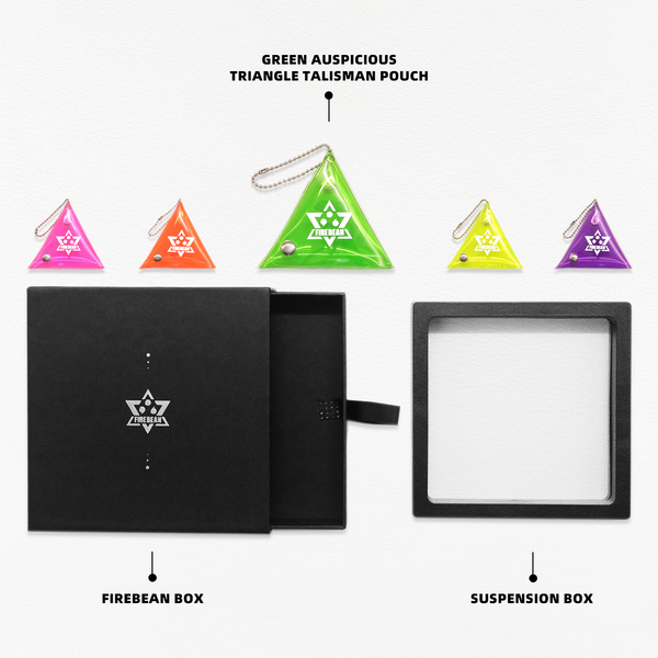 Yellow and Green Auspicious Triangle Talisman Pouch
