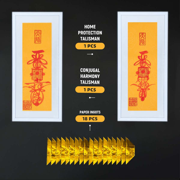 Home Protection & Couple Warm Family Dual Fu Talisman Set: Energy of Warm Family Protection