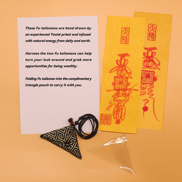 Luck & Wealth Dual Fu Talisman Set: Energy of Good Fortune and Money Attraction