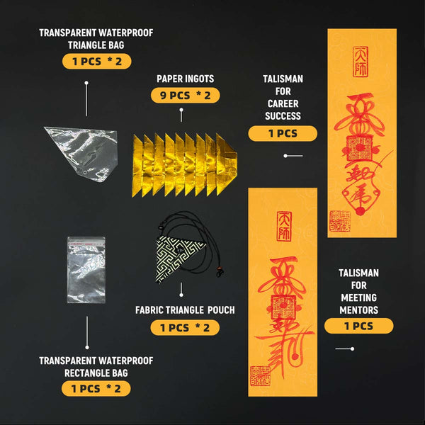 Meeting Mentors & Career Success Dual Fu Talisman Set: Energy of Benefactors Attraction and Career Progress