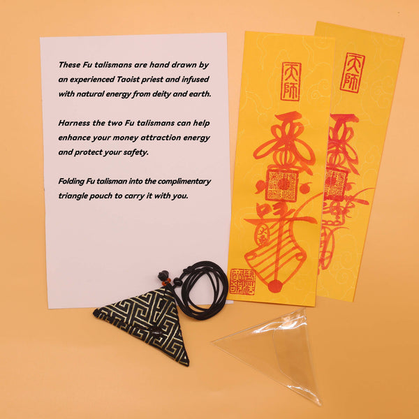 Wealth & Safety Dual Fu Talisman Set: Smooth Life Protection and Money Attraction Energy