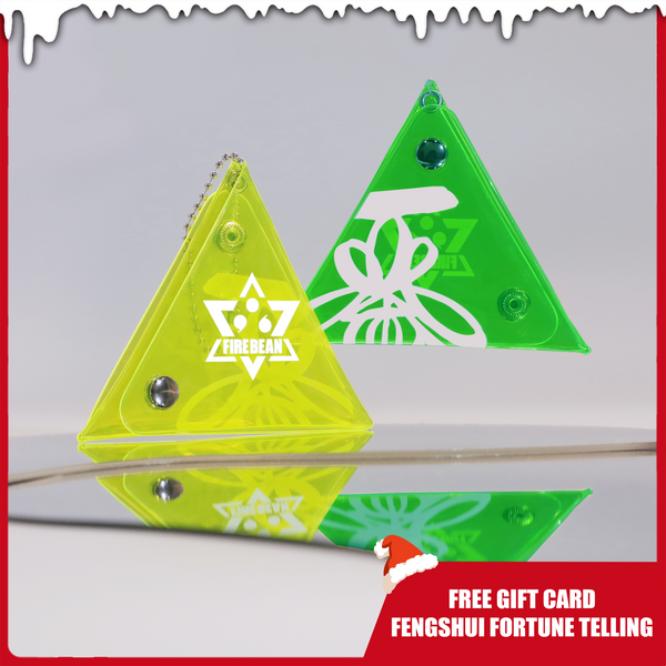 Yellow and Green Auspicious Triangle Talisman Pouch